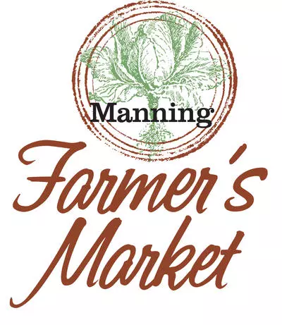 Logo that includes a cabbage and the words Manning Farmers Market